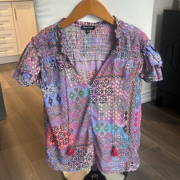 Dear John Multicolour Short Sleeve Peasant Boho Top - Picture 7 of 14